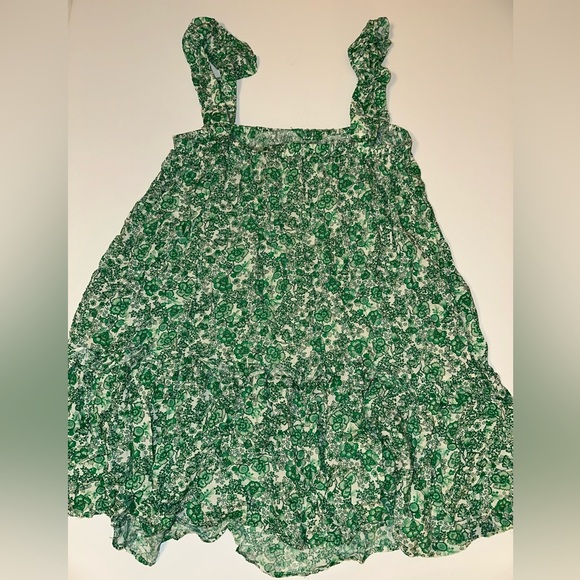 Lush Women’s Dress Size L Green Floral Smocked Bodice Sleeveless Tiered Midi - Picture 6 of 6